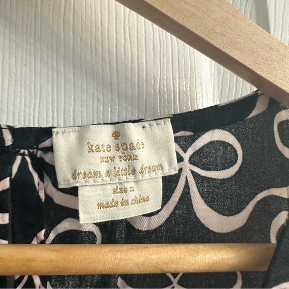 Kate Spade Pajamas Matching Set Coquette Dainty Bow Black Pink Size Medium - Picture 6 of 8